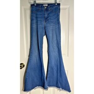 Judy Blue Jeans Womens 5/27 Super Flare Mid-Rise Stretch Raw Hem